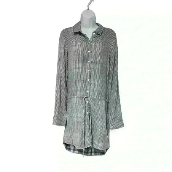 Felicite Dresses & Skirts - Felicite Cotton Gauze Drawstring Stripe Dress Size 2 NWT